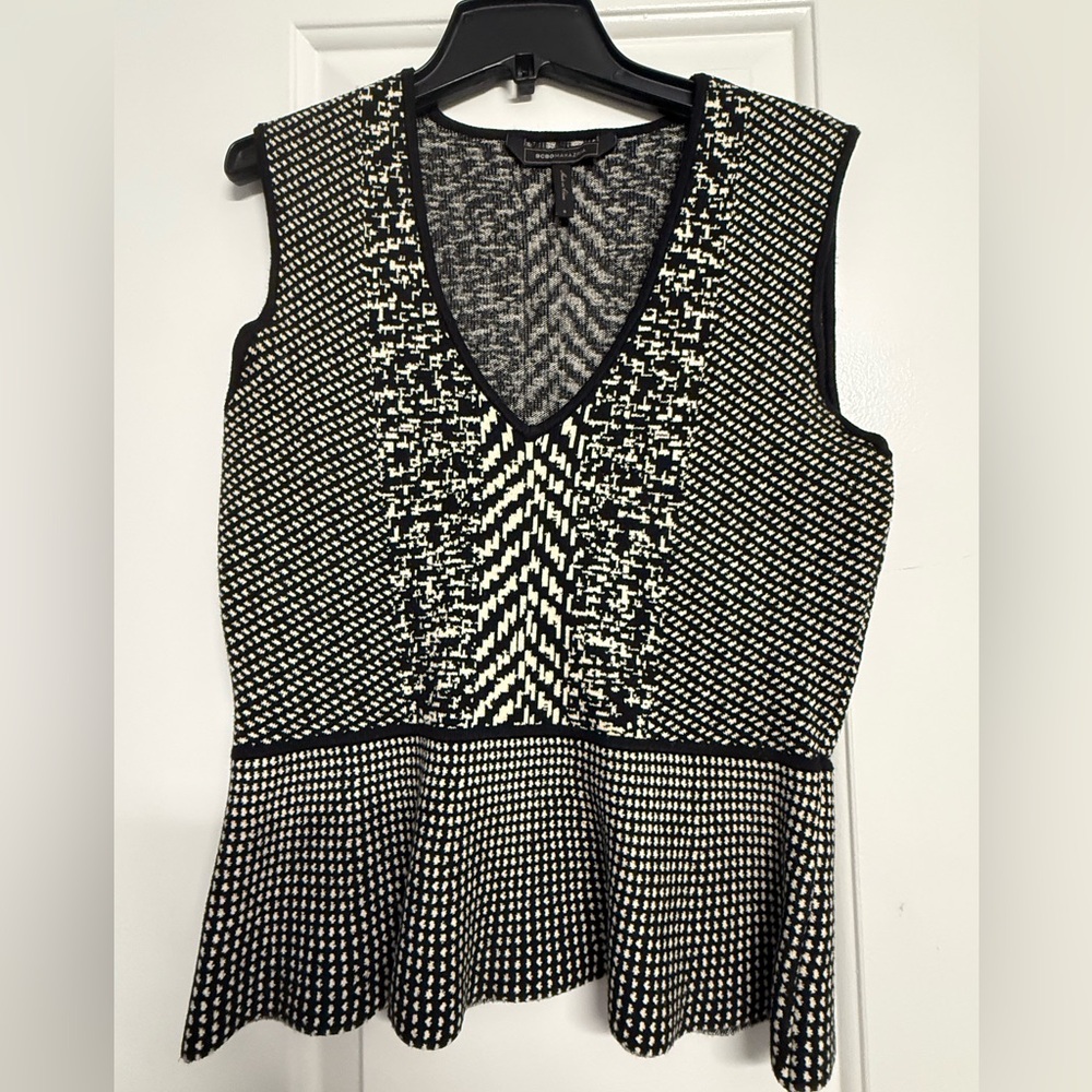 BCBG Max Azria Alyona Knit Peplum Top size S